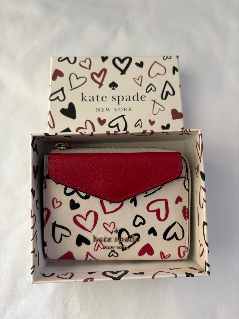 NWT kate spade Scribble Hearts Card Case Wallet